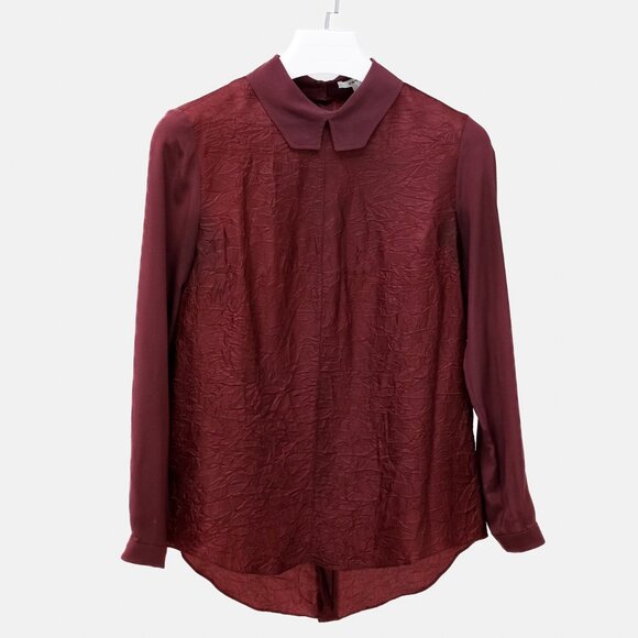 Carven Burgundy Wrinkle-Textured Blouse - Picture 1 of 12